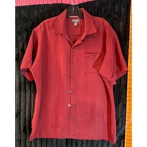 Van Heusen Men's Red Short Sleeve Button Down Shirt Size Large 16–16½